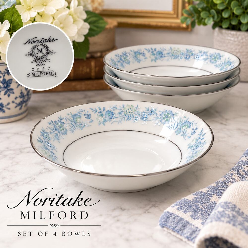 Noritake Milford 2227 5" Bowls Set of 4 Fruit or Dessert Cottagecore Grannycore